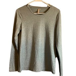 Banana Republic Silver Glittery Long Sleeve Top XS